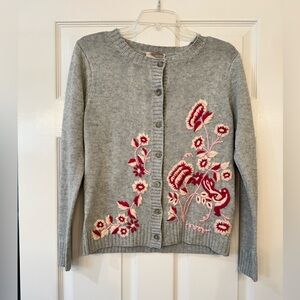 Forever 21 Gray Floral Embroidered Cardigan Sweater